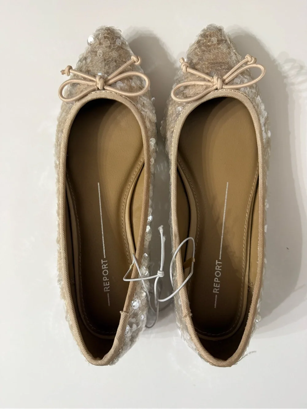 REPORT Sequin Pointed Toe Ballet Flats with Bow NWOT Women's Size 7.5